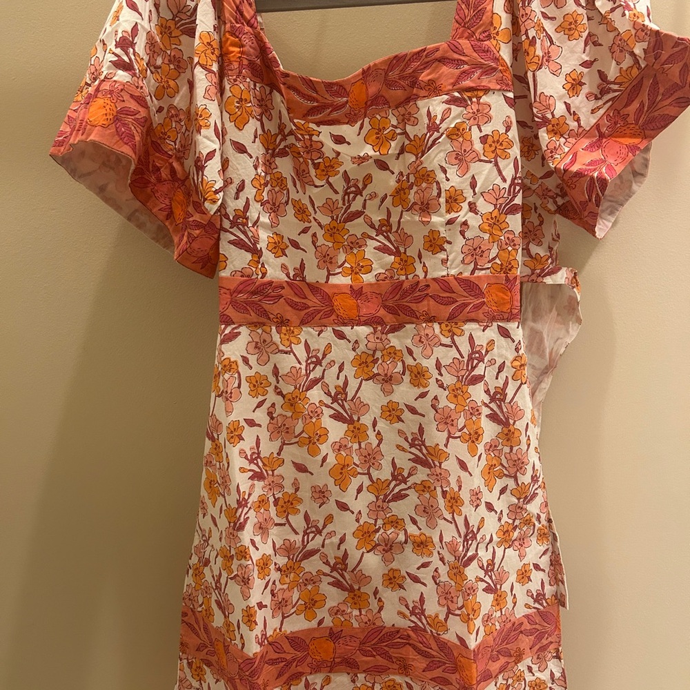 Victoria Dunn Floral Mini Dress - Orange and Pink